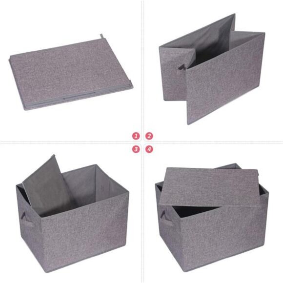 5 Pack Large Foldable Storage Box with Lids [16.5x11.8x11.8] - Picture 2 of 7